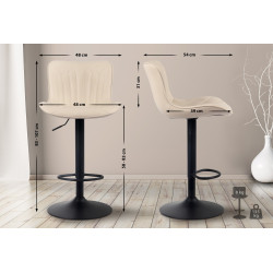 Ensemble de 2 tabourets de bar Linus en similicuir crème