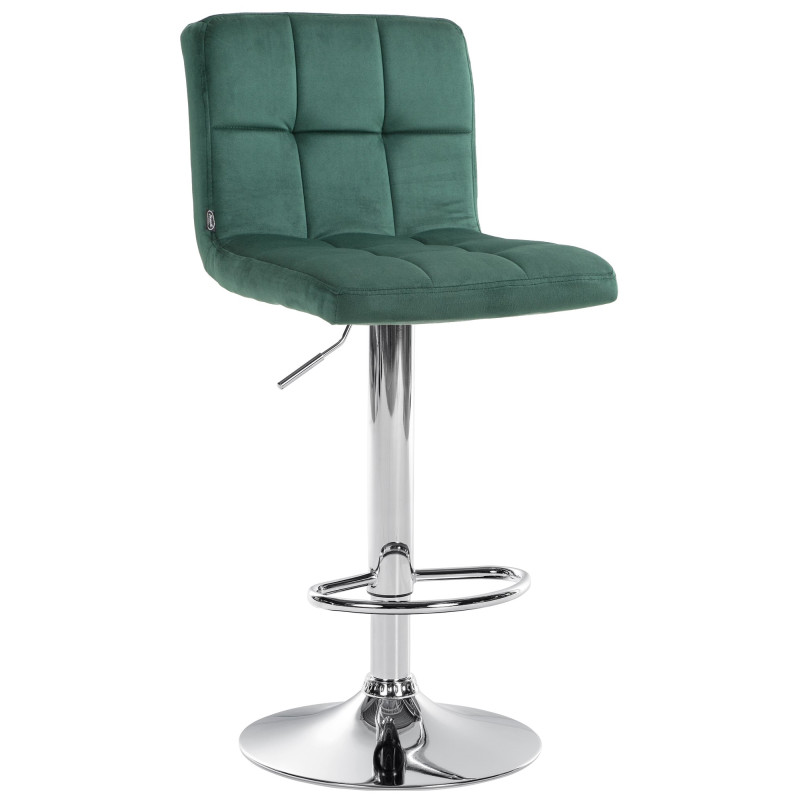 Tabouret de bar Peru, velours, chrome vert