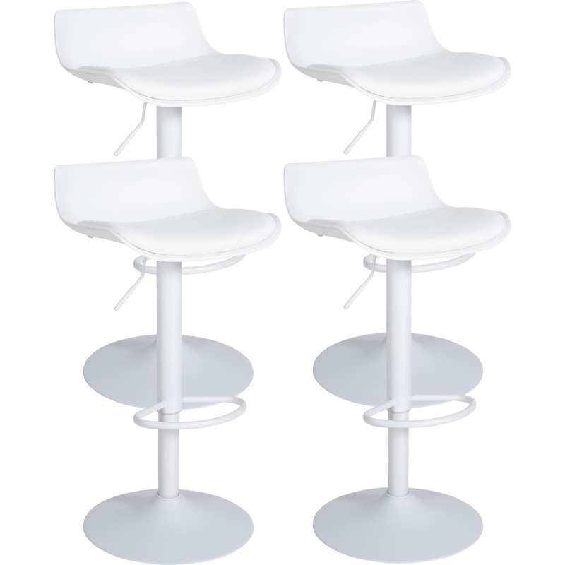 Ensemble de 4 tabourets de bar Aveiro en similicuir blanc