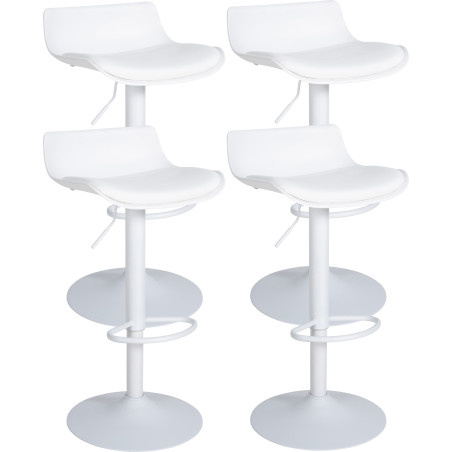 Ensemble de 4 tabourets de bar Aveiro en similicuir blanc