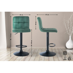 Ensemble de 2 tabourets de bar en velours Pérou, noirs vert