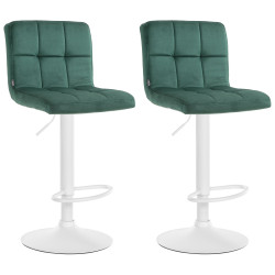 Ensemble de 2 tabourets de bar en velours blanc Pérou vert