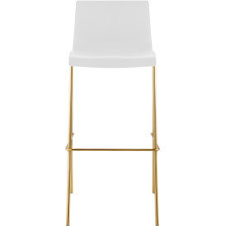 Lot de 2 tabourets de bar Hoover, en plastique, à 4 pieds, dorés blanc