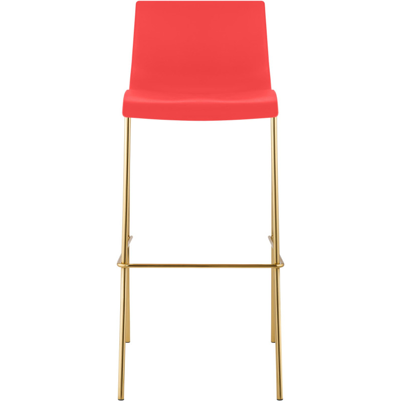 Lot de 2 tabourets de bar Hoover, en plastique, à 4 pieds, dorés rouge