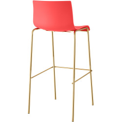 Lot de 2 tabourets de bar Hoover, en plastique, à 4 pieds, dorés rouge