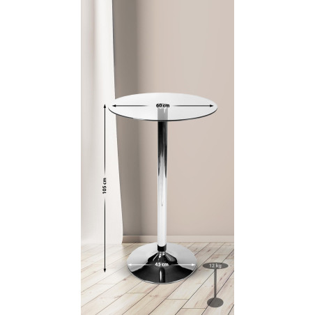 Tavolo rotondo in vetro, 105 cm, vetro trasparente