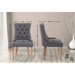 Chaise de salle à manger Aberdeen en tissu gris clair foncé antique