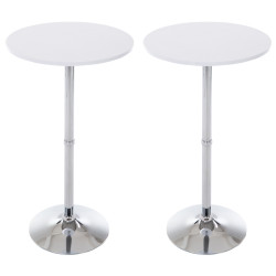 Ensemble de 2 tables rondes sur pied, blanc mat