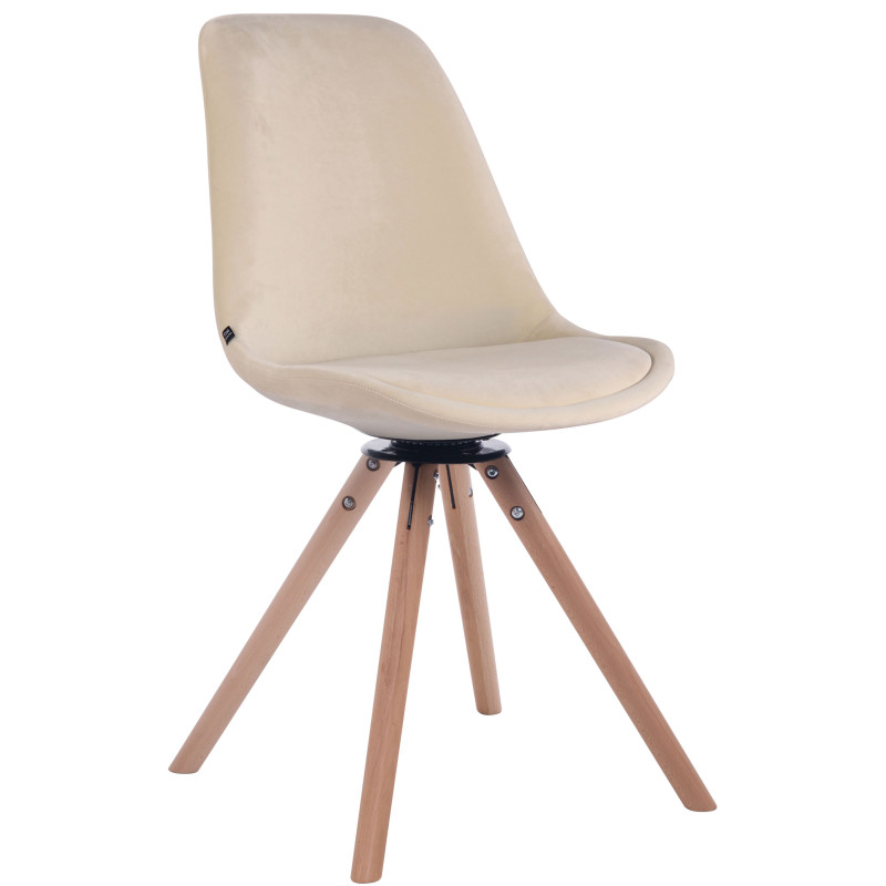 Chaise de salle à manger Troyes en velours ronde crème natura