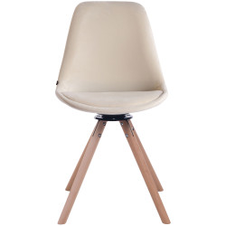 Chaise de salle à manger Troyes en velours ronde crème natura