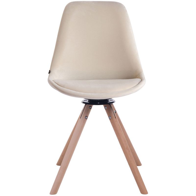 Chaise de salle à manger Troyes en velours ronde crème natura
