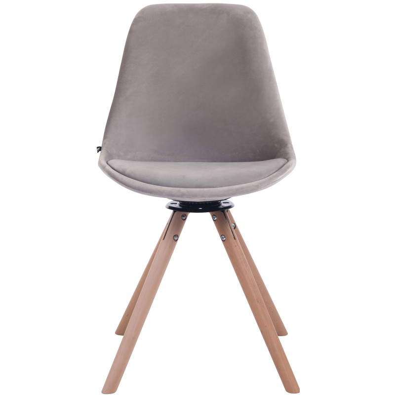 Chaise de salle à manger Troyes ronde en velours gris natura