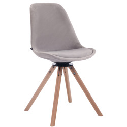 Chaise de salle à manger Troyes ronde en velours gris natura