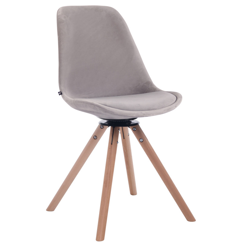 Chaise de salle à manger Troyes ronde en velours gris natura