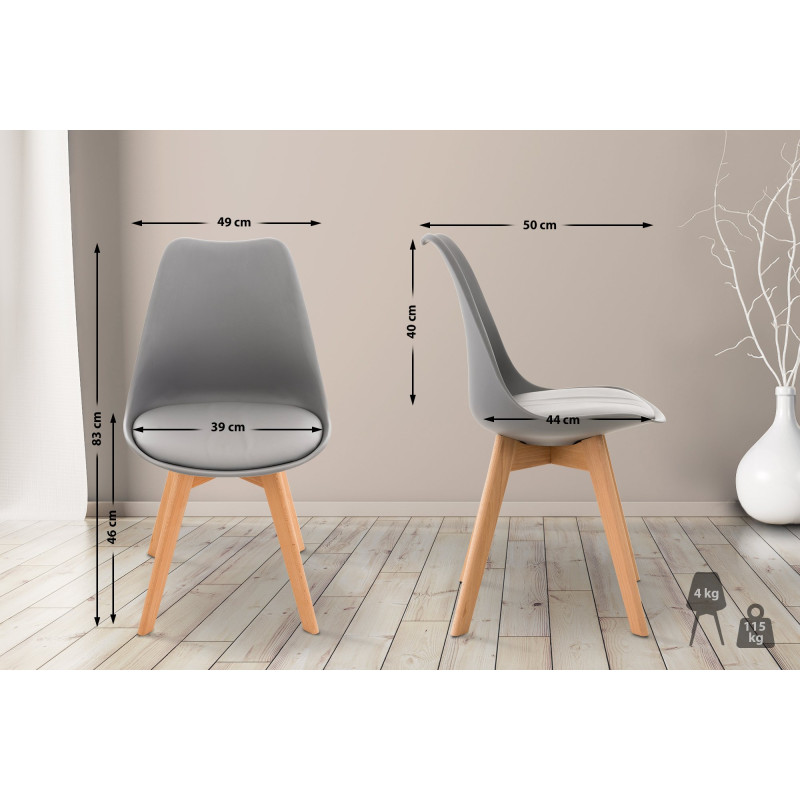 Ensemble de 4 chaises Linares en gris