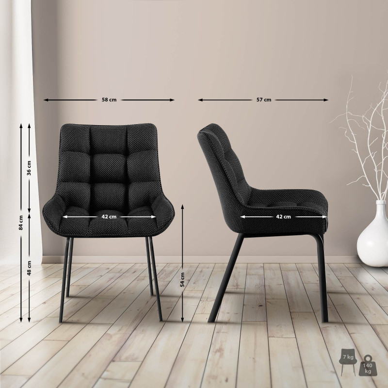 Chaise Saranda en tissu noir gris titane
