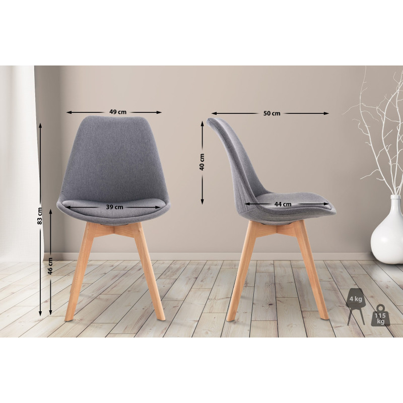 Chaise Linares en tissu gris