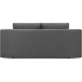 Banquette convertible 3 places MIKA - Tissu gris - Coffre de rangement - L 192 x H 84 x P 93 cm