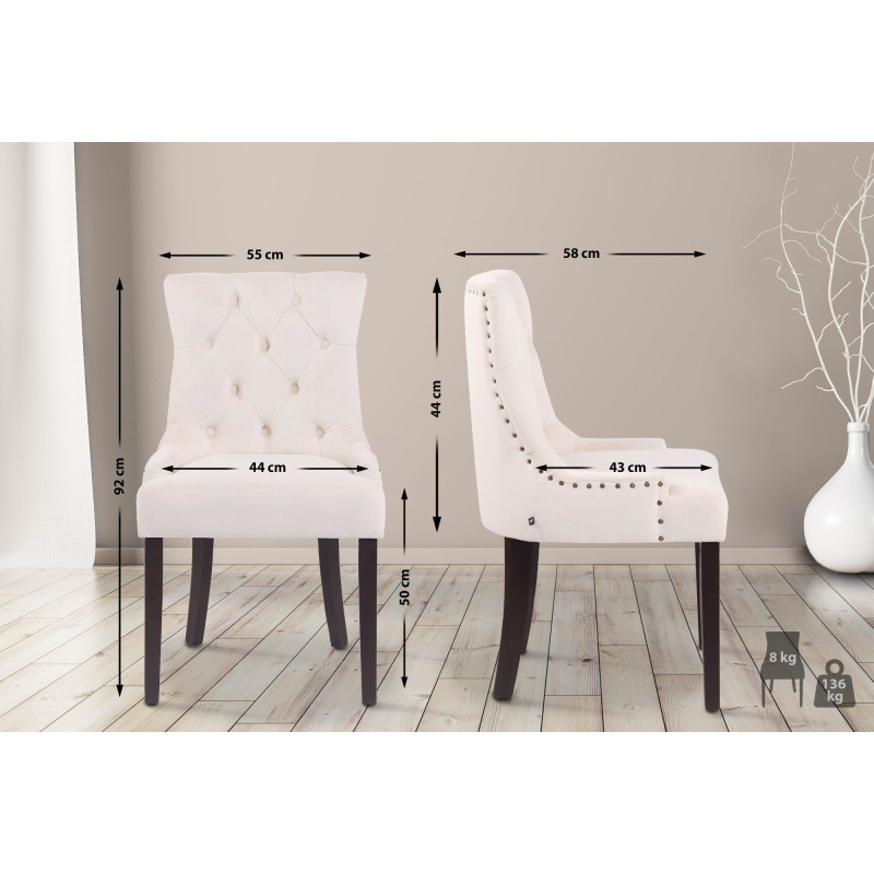 Chaise de salle à manger Aberdeen en velours crème antique