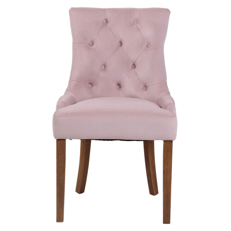 Chaise de salle à manger en velours Aberdeen rose clair antique
