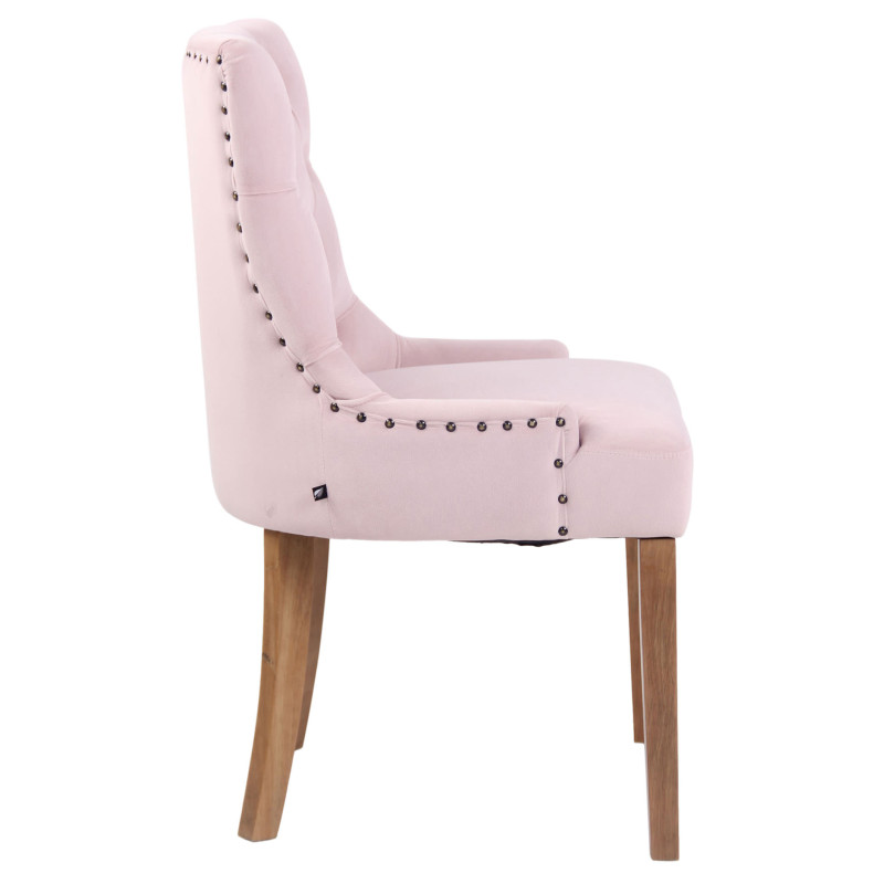 Chaise de salle à manger en velours Aberdeen rose clair antique