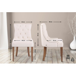 Chaise de salle à manger Aberdeen en velours crème clair antique
