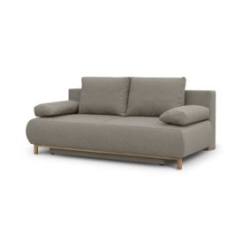 Banquette convertible 3 places MIKA - Tissu beige - Coffre de rangement - L 192 x H 84 x P 93 cm