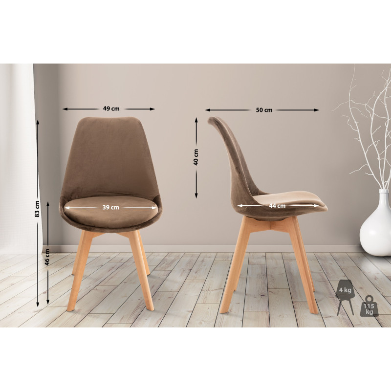Chaise Linares en velours marron foncé