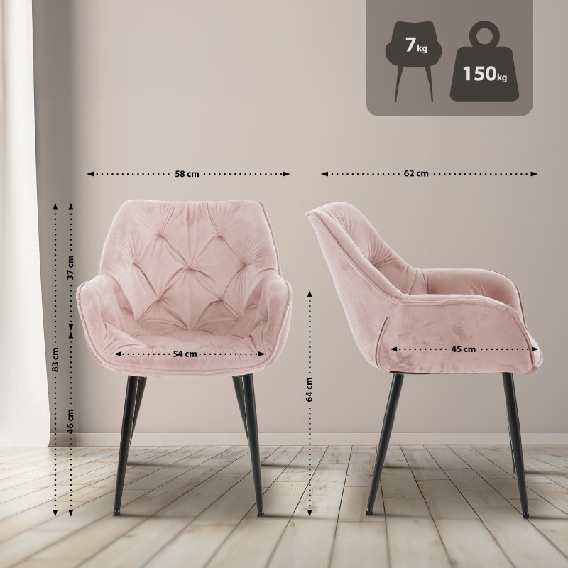 Chaise Tanna en velours rose