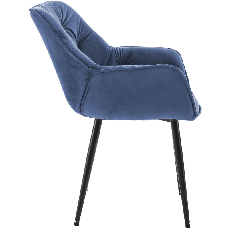 Chaise en velours Tanna bleu