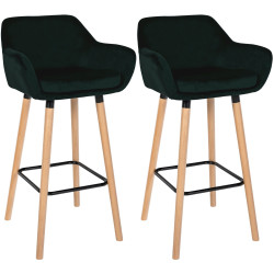 Lot de 2 tabourets de bar en velours Grant vert