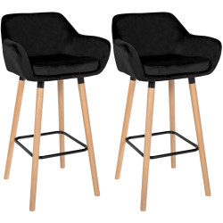 Lot de 2 tabourets de bar en velours Grant noir