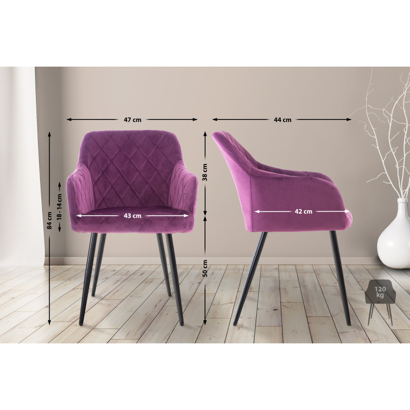 Chaise de salle à manger Shila en velours violet