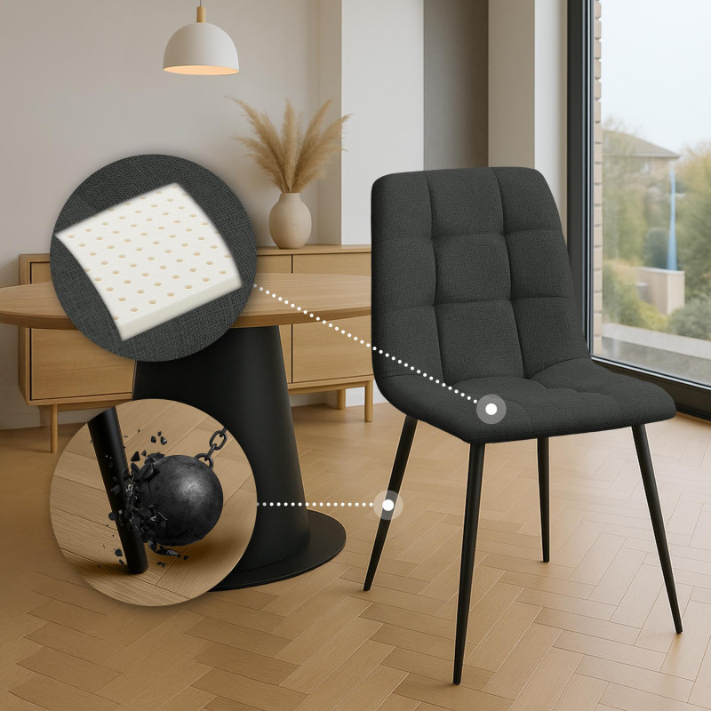 Chaise de salle à manger Tilde en tissu gris foncé
