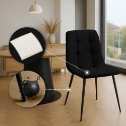 Chaise de salle à manger Tilde en tissu noir