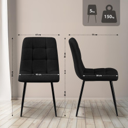 Chaise de salle à manger Tilde en tissu noir