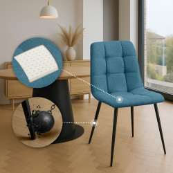 Chaise de salle à manger Tilde en tissu bleu