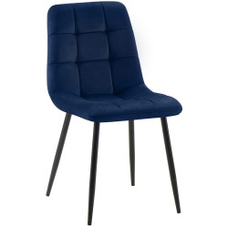 Chaise de salle à manger Tilde en velours bleu