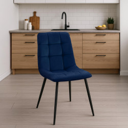 Chaise de salle à manger Tilde en velours bleu