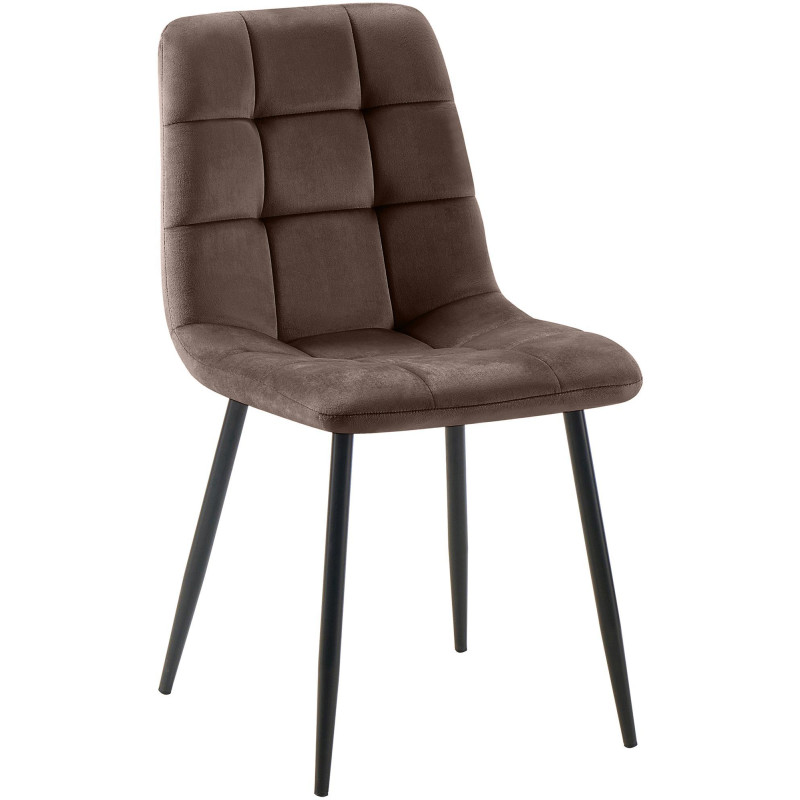Chaise de salle à manger Tilde en velours marron