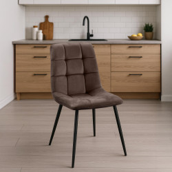 Chaise de salle à manger Tilde en velours marron