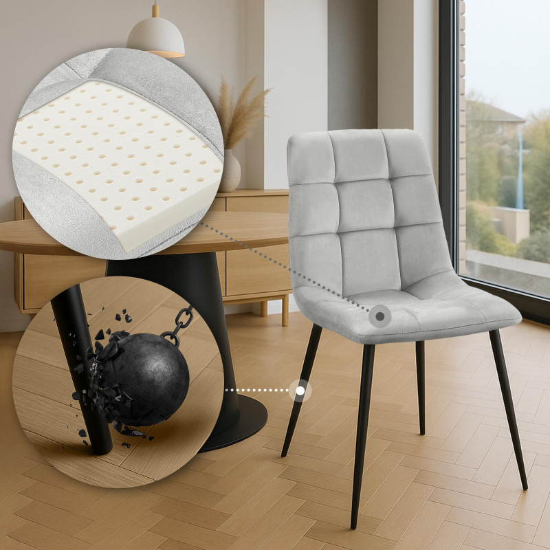 Chaise de salle à manger Tilde en velours gris