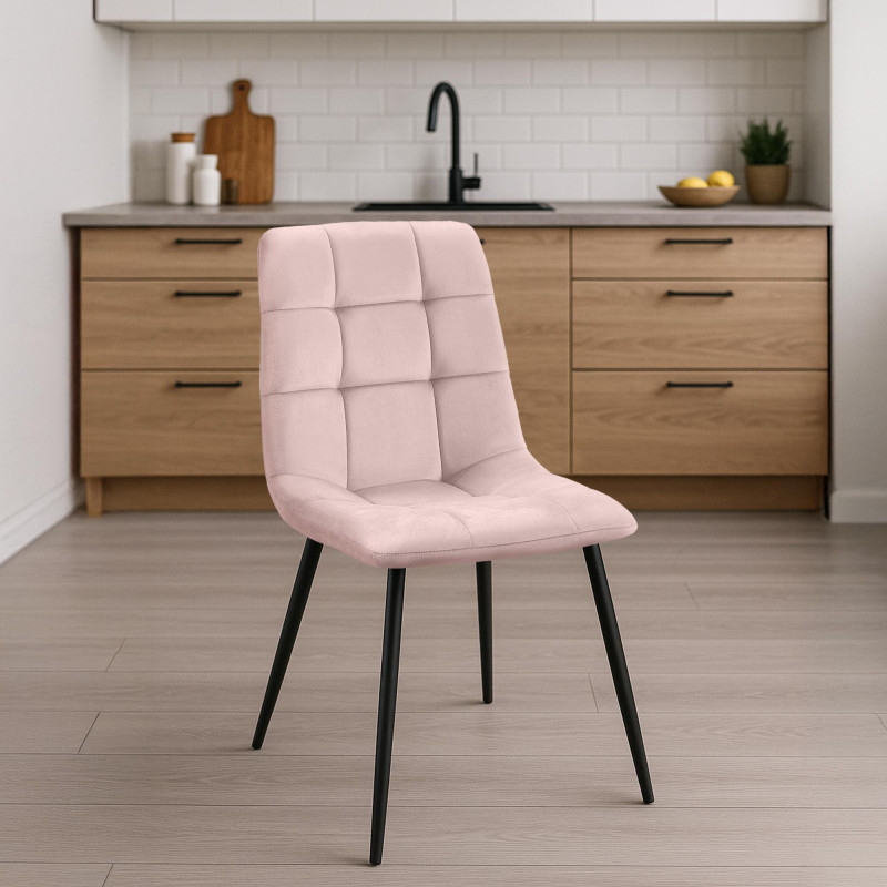 Chaise de salle à manger Tilde en velours rose