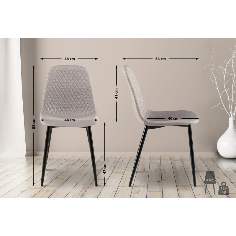 Chaise Giverny en tissu gris