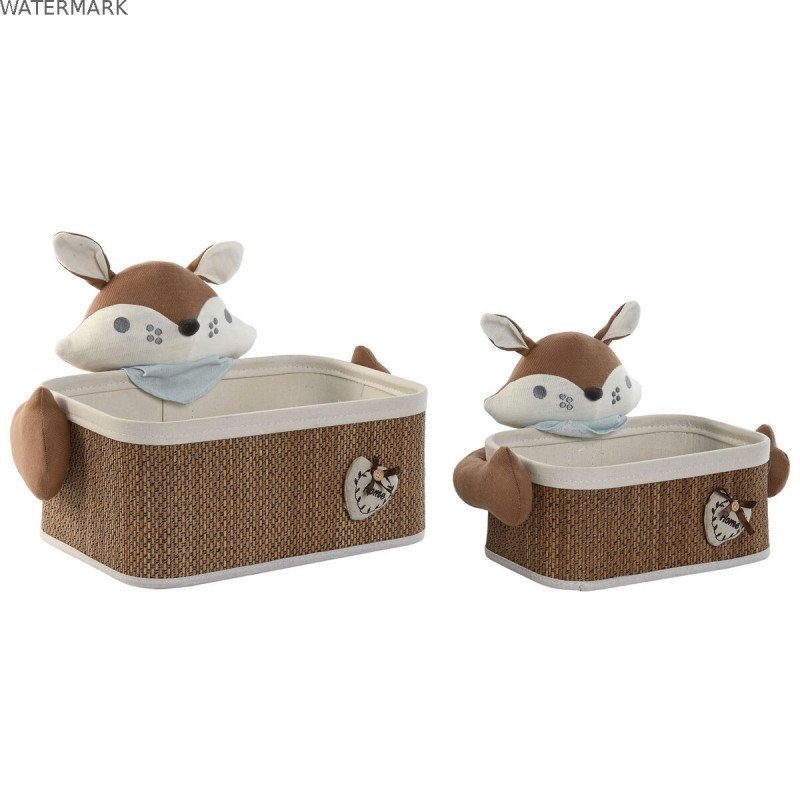 Set de basket Home ESPRIT Bleu Marron 43 x 33 x 32,5 cm (2 Pièces) Set de basket Home ESPRIT Bleu Marron 43 x 33 x 32,5 cm (2 Pièces)