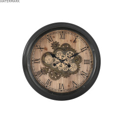 Horloge Murale Home ESPRIT Noir Doré Naturel Verre Fer Vintage 67 x 9 x 67 cm