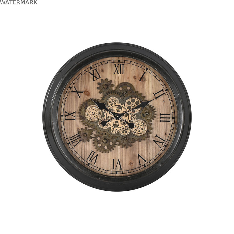 Horloge Murale Home ESPRIT Noir Doré Naturel Verre Fer Vintage 67 x 9 x 67 cm