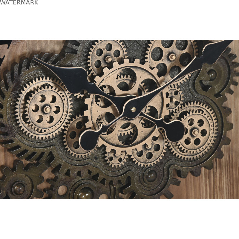 Horloge Murale Home ESPRIT Noir Doré Naturel Verre Fer Vintage 67 x 9 x 67 cm