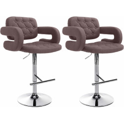 Lot de 2 tabourets de bar en tissu Dublin C brun