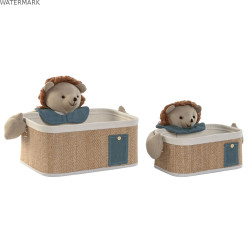 Set de basket Home ESPRIT Vert Naturel 40 x 32 x 27 cm (2 Pièces)